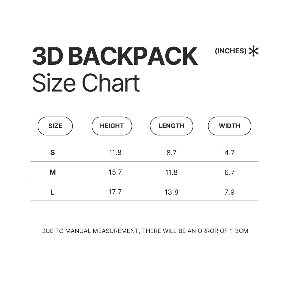3D Backpack Size Chart - Phasmophobia Store