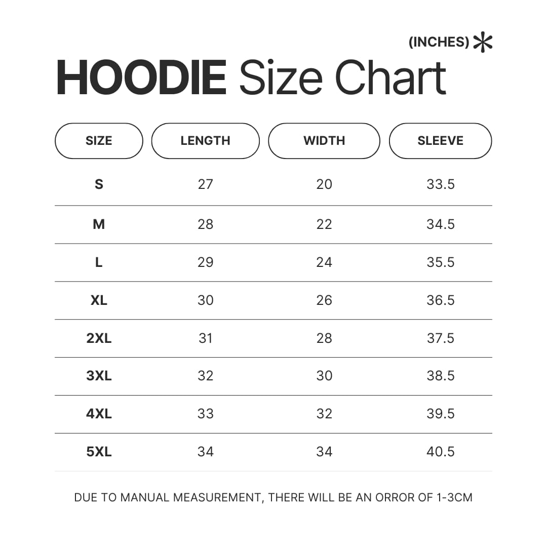 Hoodie Size Chart - Phasmophobia Store