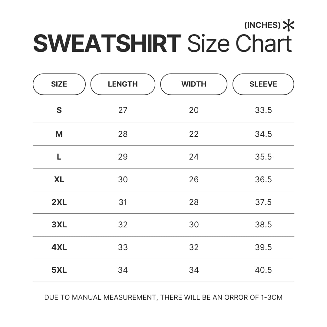 Sweatshirt Size Chart - Phasmophobia Store