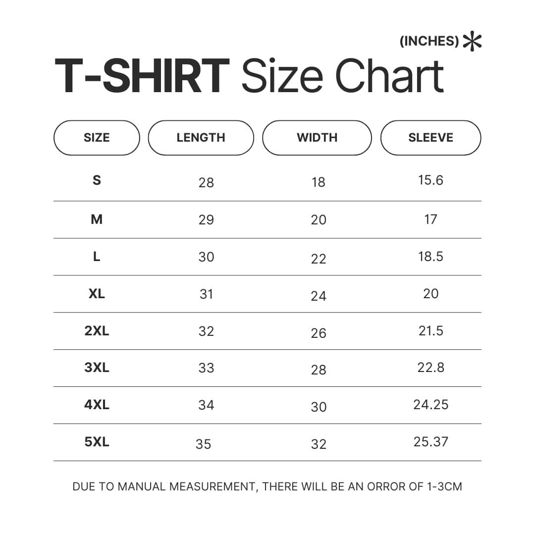 T shirt Size Chart - Phasmophobia Store