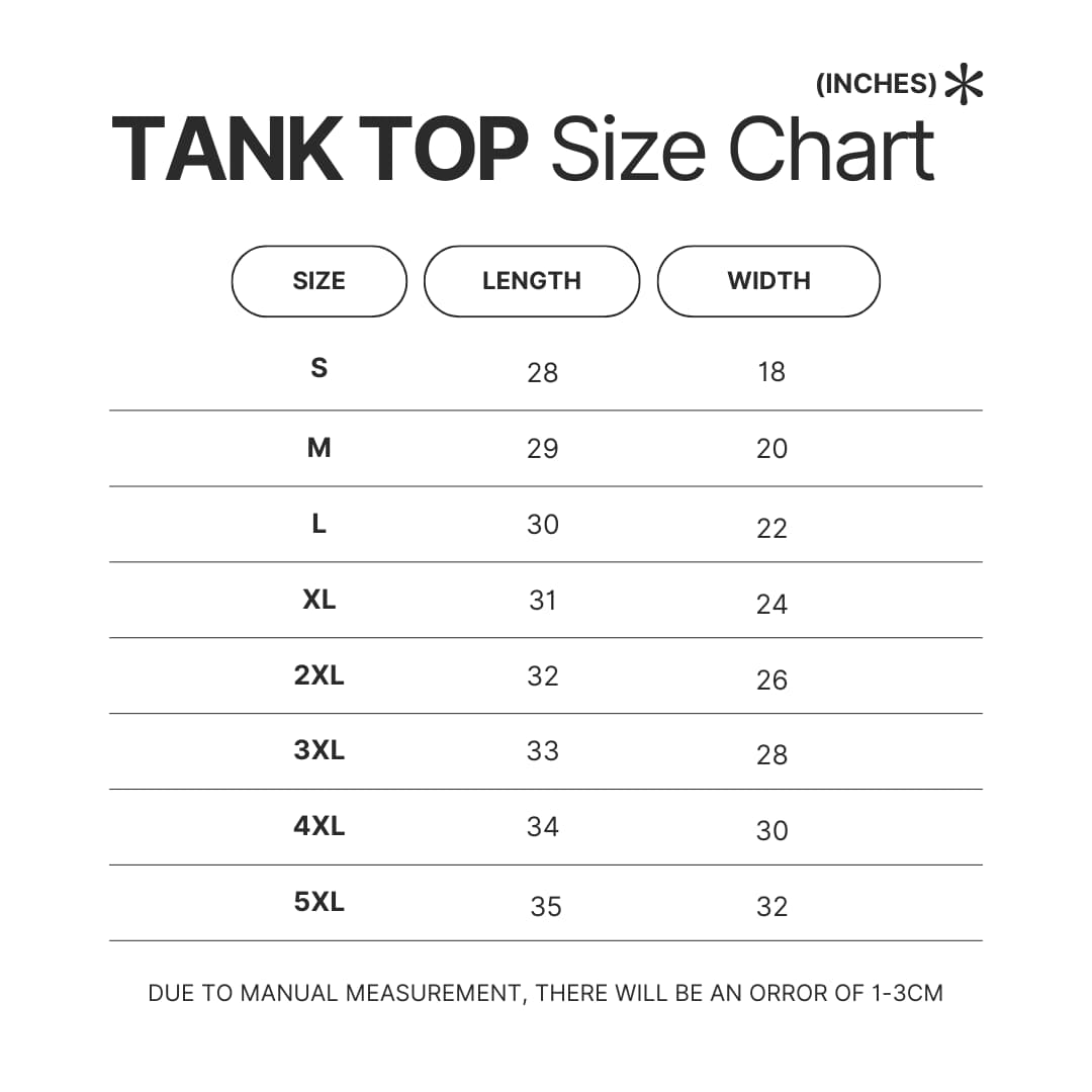 Tank Top Size Chart - Phasmophobia Store
