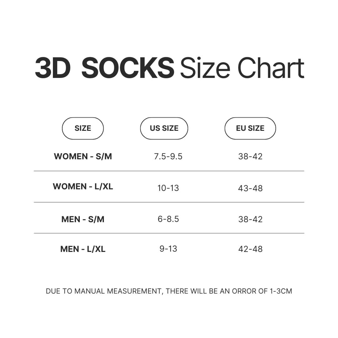 3D Socks Size Chart - Phasmophobia Store