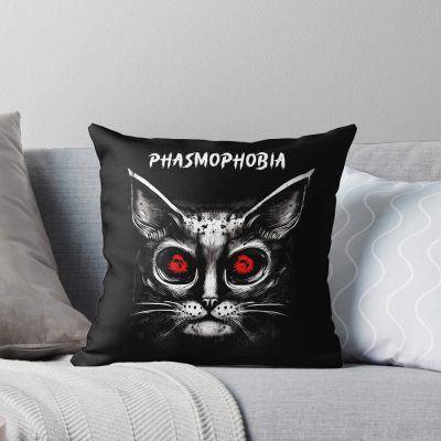 Phasmophobia Ghost Cat Throw Pillow