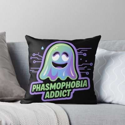 Phasmophobia Addict Graphic Throw Pillow