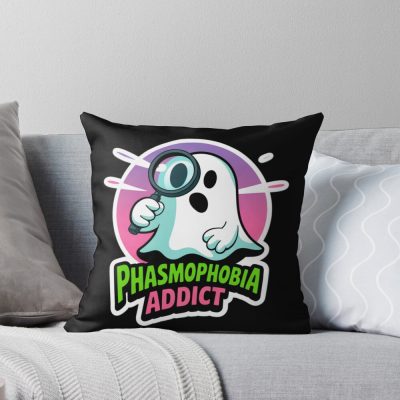 Phasmophobia Addict Gamer Throw Pillow